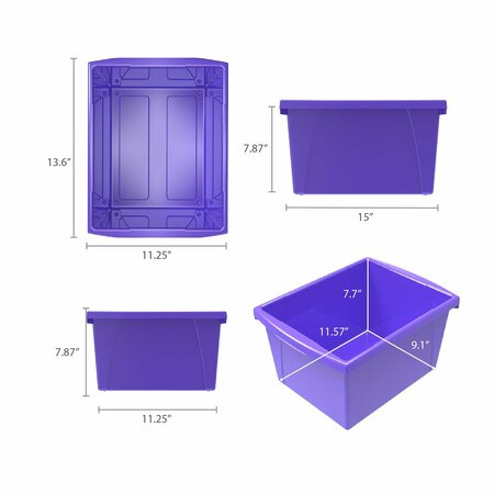 Storex Classroom Storage Bin, 4 Gallon, Purple, 3PK 61481U06C